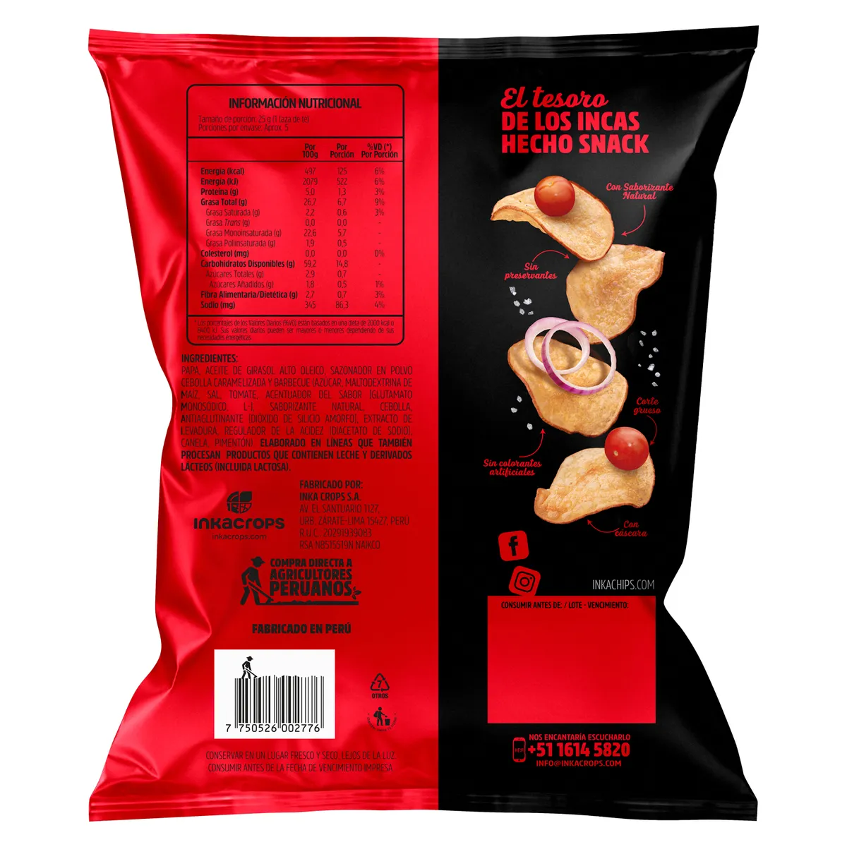 INKA CHIPS - Papa Inka Chips BBQ Bolsa 135 g
