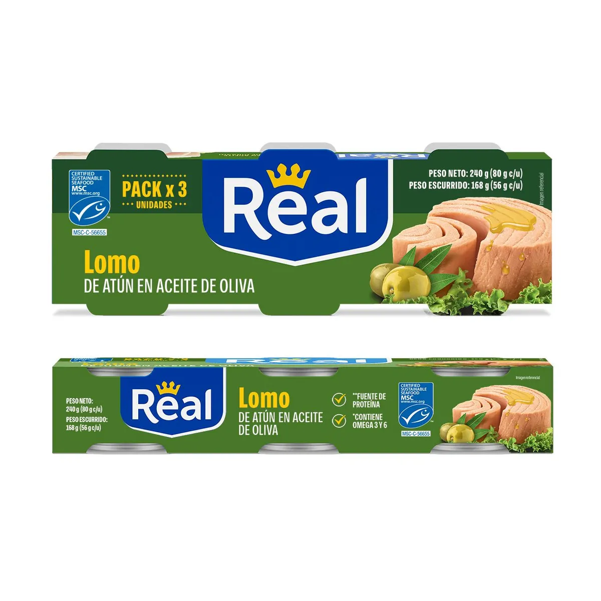 REAL - Lomo de Atún Real en Aceite de Oliva Pack 3 Latas 80 g