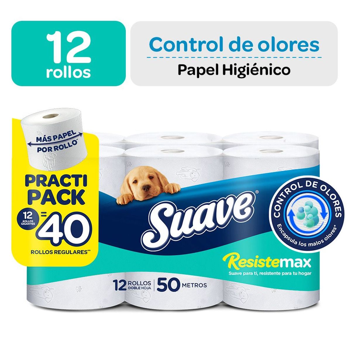 SUAVE - Papel Higiénico Suave Resistemax Control Olor Empaque 12 Und