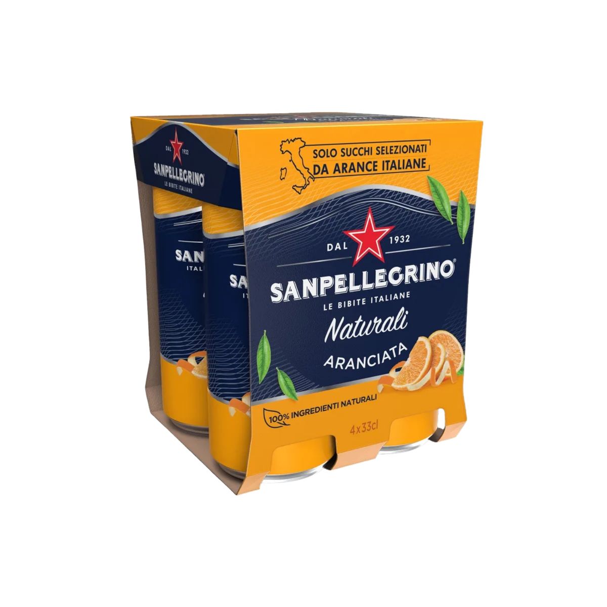 SAN PELLEGRINO - Bebida San Pellegrino Aranciata Naranja Pack 4 Latas 330 mL