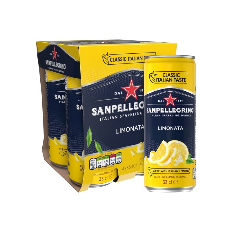 SAN PELLEGRINO - Agua San Pellegrino Limonata Pack 4 Latas 330 mL