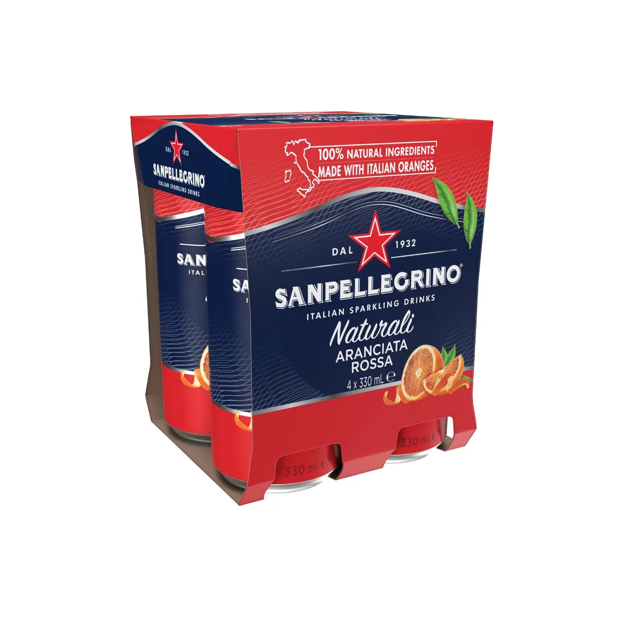 SAN PELLEGRINO - Bebida San Pellegrino Rossa Pack 4 Latas 330 mL