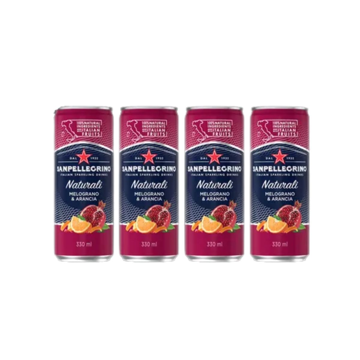 SAN PELLEGRINO - Bebida San Pellegrino Melograno Arancia Pack 4 Latas 330 mL