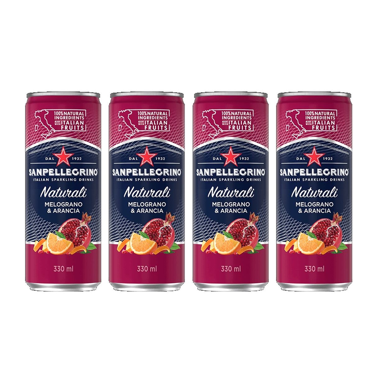SAN PELLEGRINO - Bebida San Pellegrino Melograno Pack 4 Latas 330 mL
