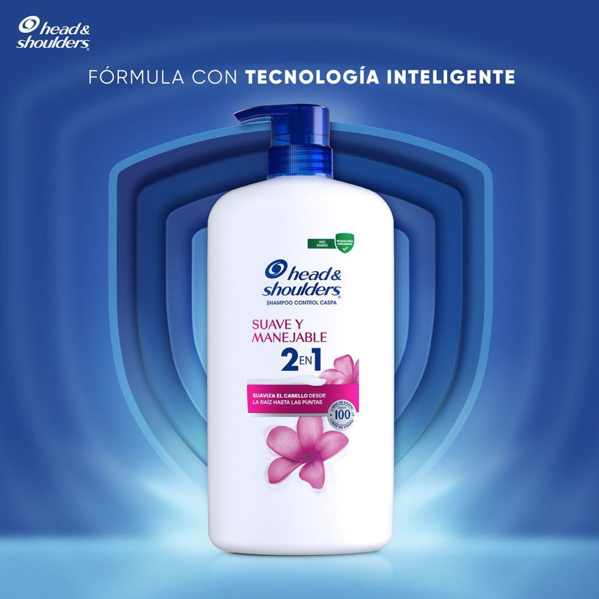 HEAD SHOULDERS - Shampoo 2 en 1 Head & Shoulders Suave y Manejable Botella 850 mL