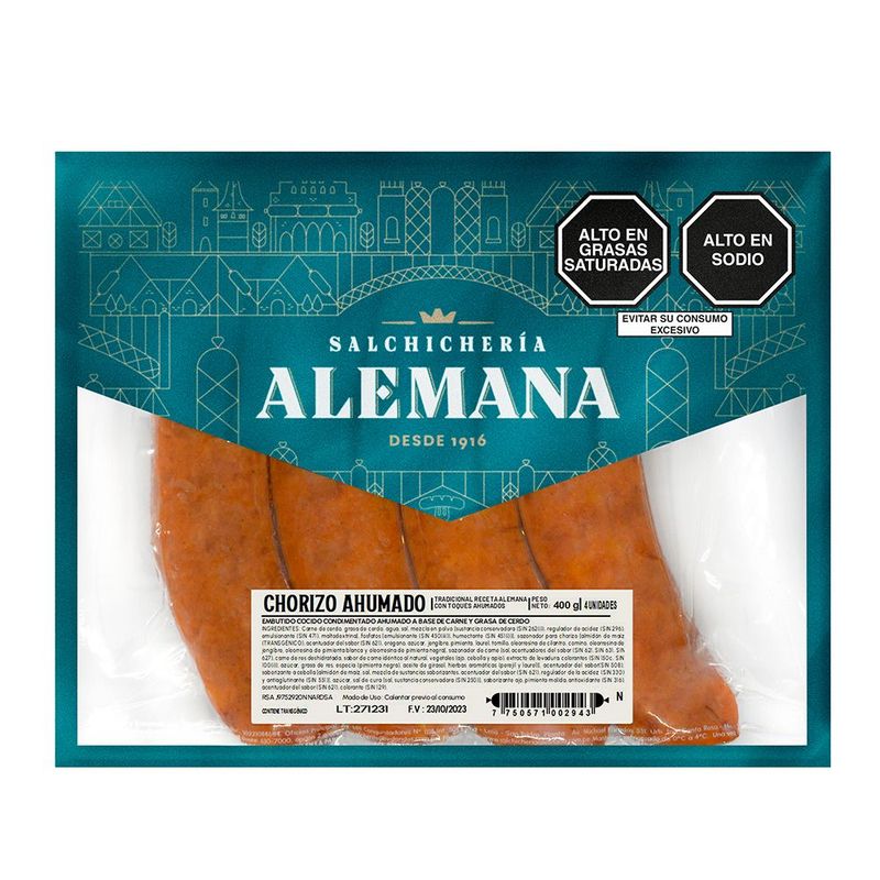 SALCHICHERIA ALEMANA - Chorizo Ahumado Salchicheria Alemana 400 g