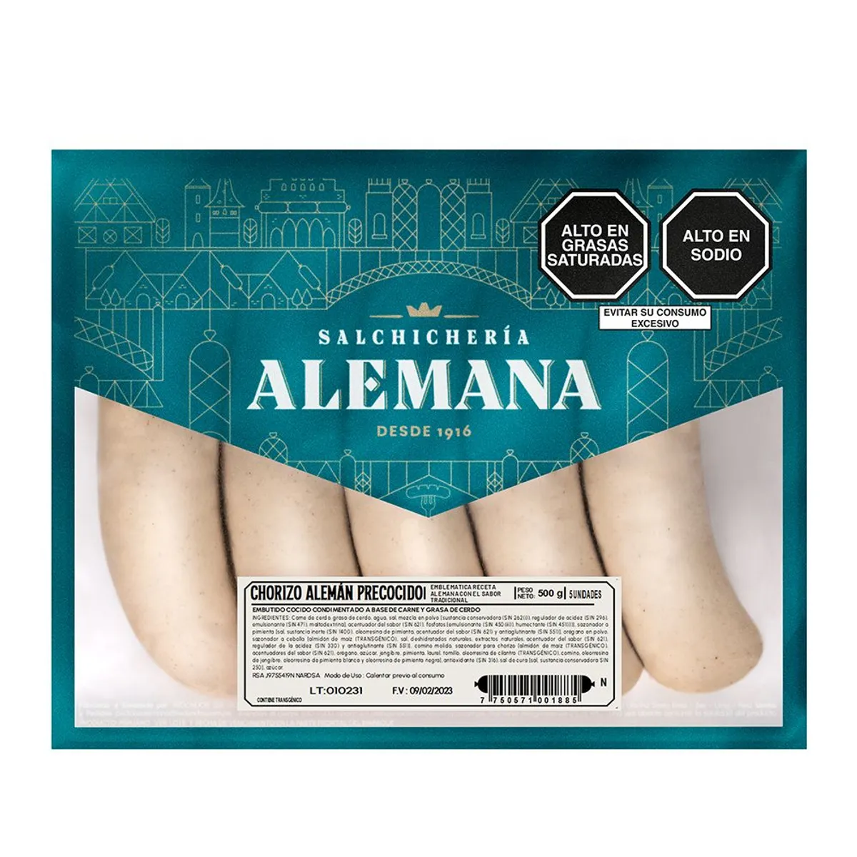 SALCHICHERIA ALEMANA - Chorizo Alemán Salchichería Alemana Empaque 500 g