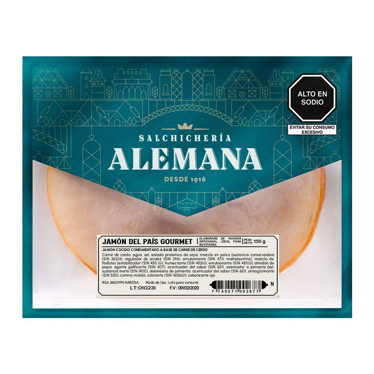 SALCHICHERIA ALEMANA - Jamón del País Gourmet Salchichería Alemana Empaque 150 g