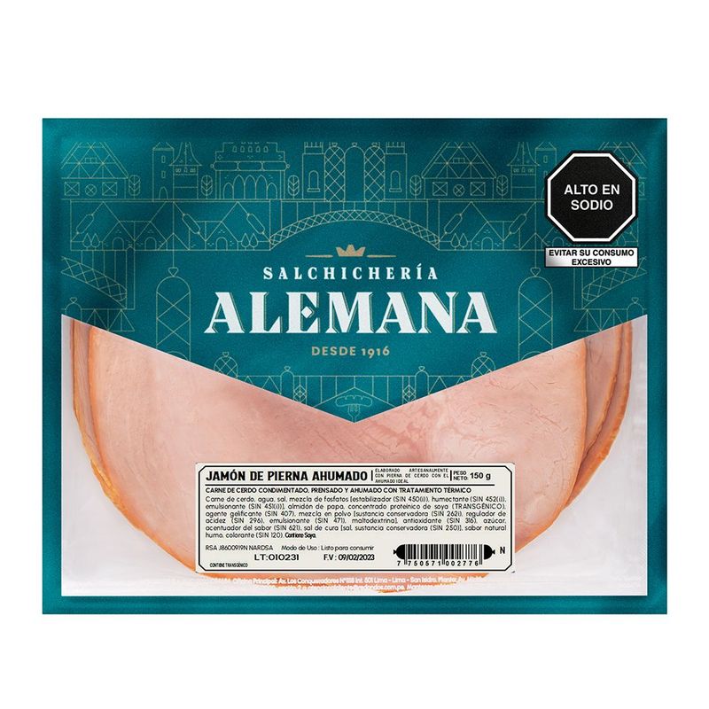 SALCHICHERIA ALEMANA - Jamon De Pierna Ahumado X 150Gr