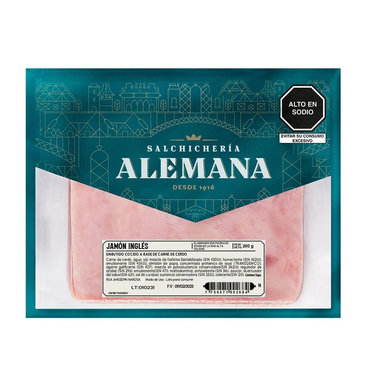 SALCHICHERIA ALEMANA - Jamón Inglés Salchichería Alemana Empaque 200 g