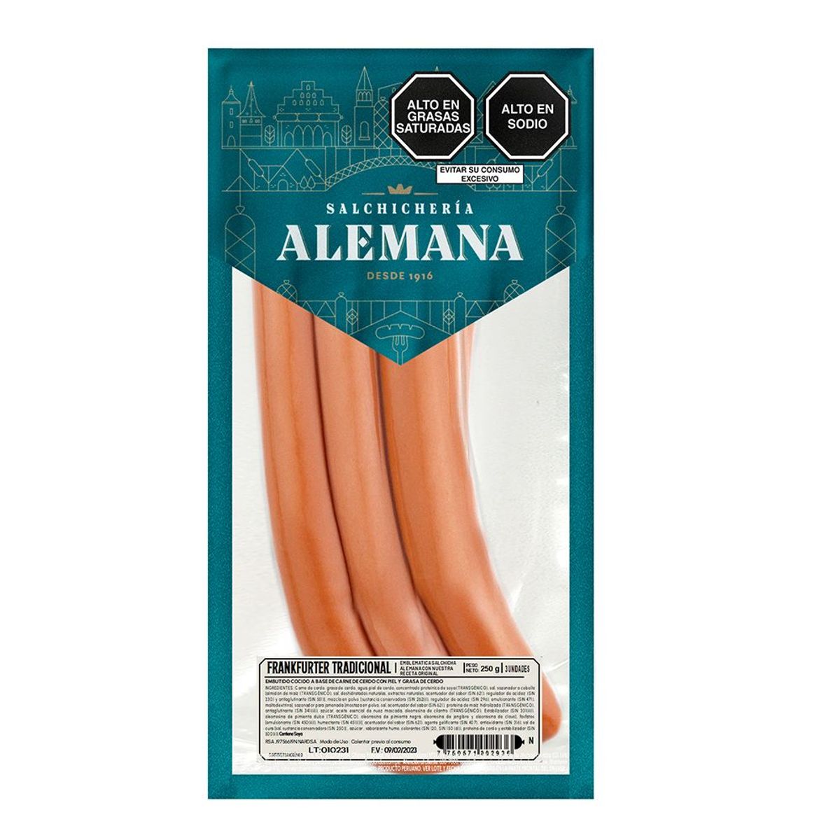 SALCHICHERIA ALEMANA - Frankfurter Tradicional X 250Gr