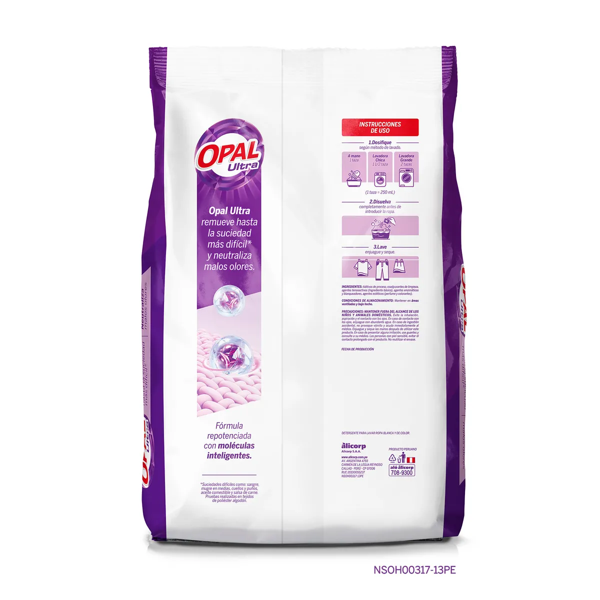 OPAL - Detergente en Polvo Opal Ultra Antimanchas Floral Bolsa 9 Kg