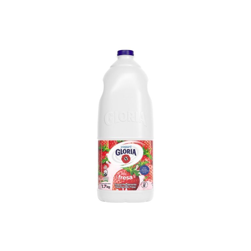 GLORIA - Yogurt Gloria Parcialmente Descremado Sabor Fresa Botella 1.7 Kg