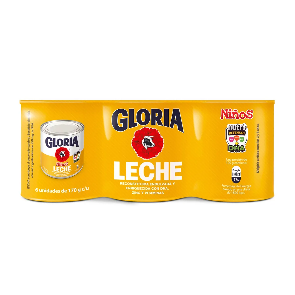 GLORIA - Leche Gloria Niños Sixpack Lata 170 g