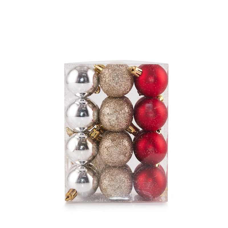 CASA JOVEN - Set x24 bolas rojo champag plateado 4 cm