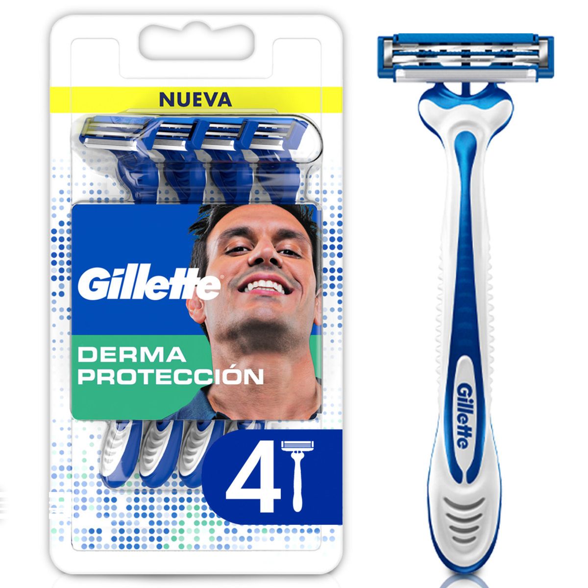 GILLETTE - Máquina de Afeitar Desechable Gillette Derma Protect Empaque 4 Und