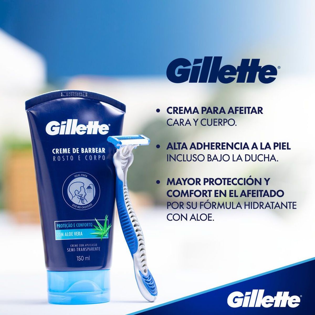 GILLETTE - Crema Afeitadora Gillette Hombre Aloe Vera Envase 150 mL