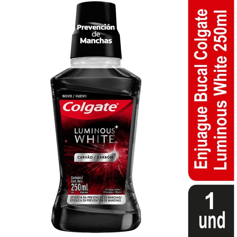 COLGATE - Enjuague Bucal Colgate Luminous White Carbón 250mL