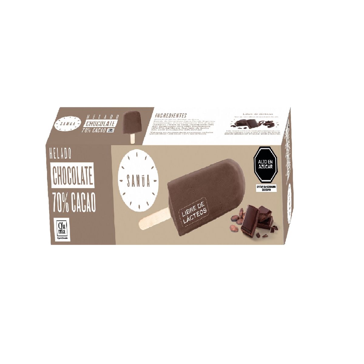 SANUA - Paleta Helado Sanua Chocolate 70% Cacao Empaque 70 g