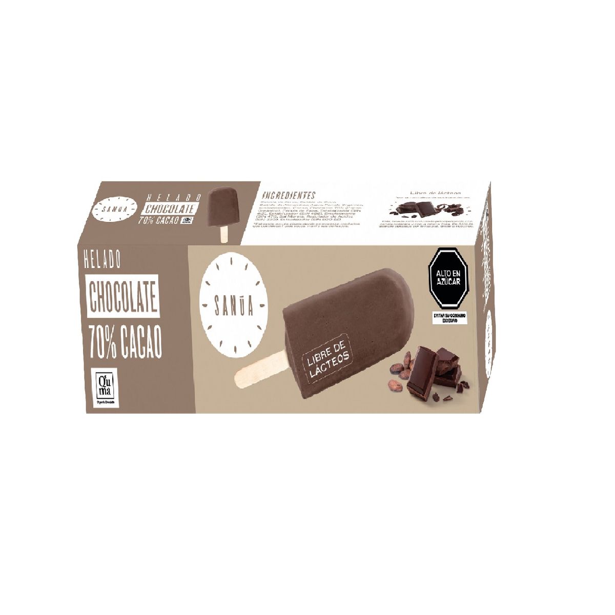 SANUA - Paleta Helado Sanua Chocolate 70% Cacao Empaque 70 g