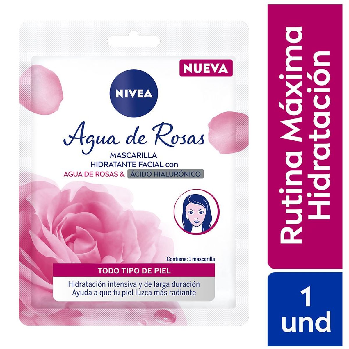 NIVEA - Mascarilla Facial Nivea Rose Care Ácido Hialurónico Empaque 1 Und