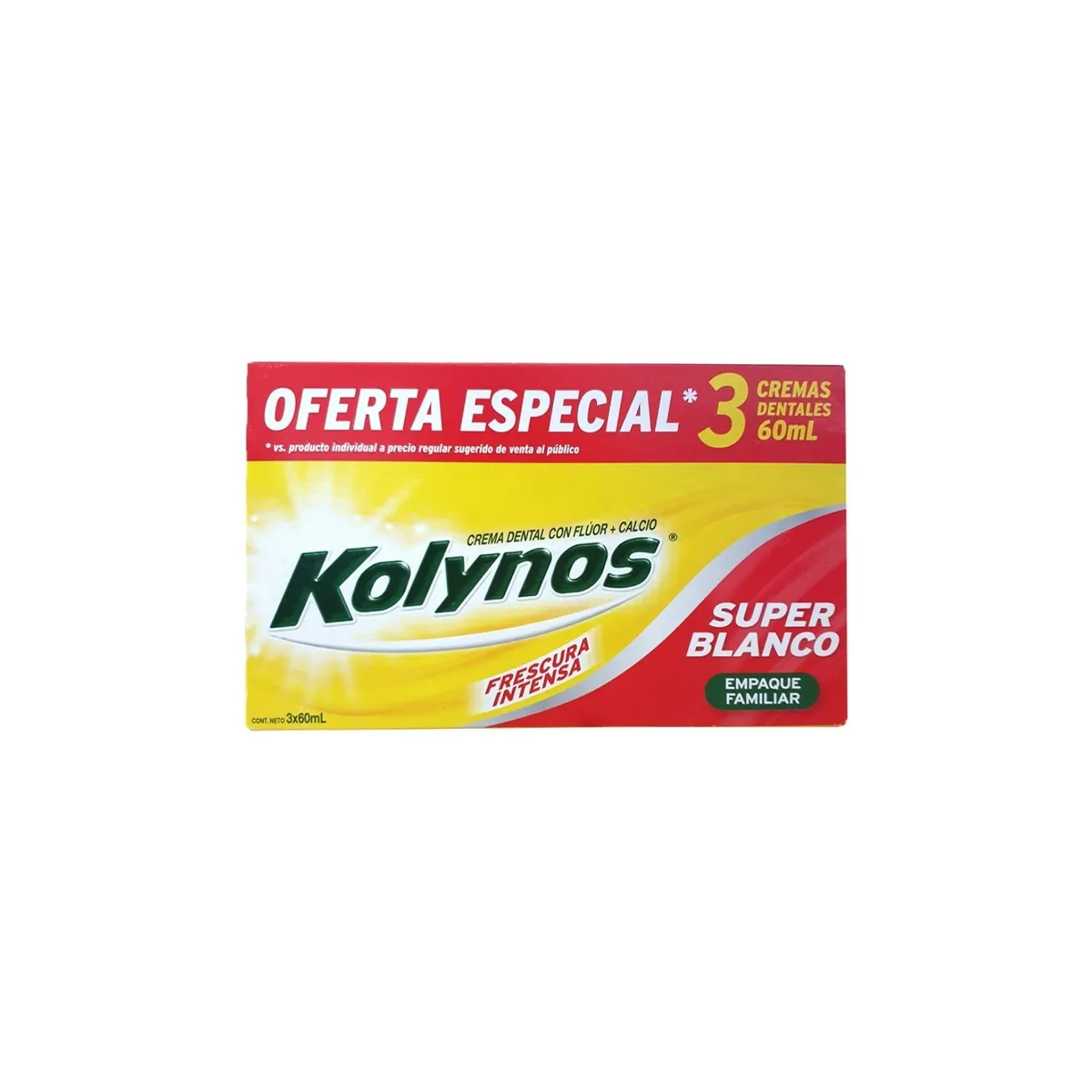 KOLYNOS - Crema Dental Kolynos Súper Blanco Caja 3 Und