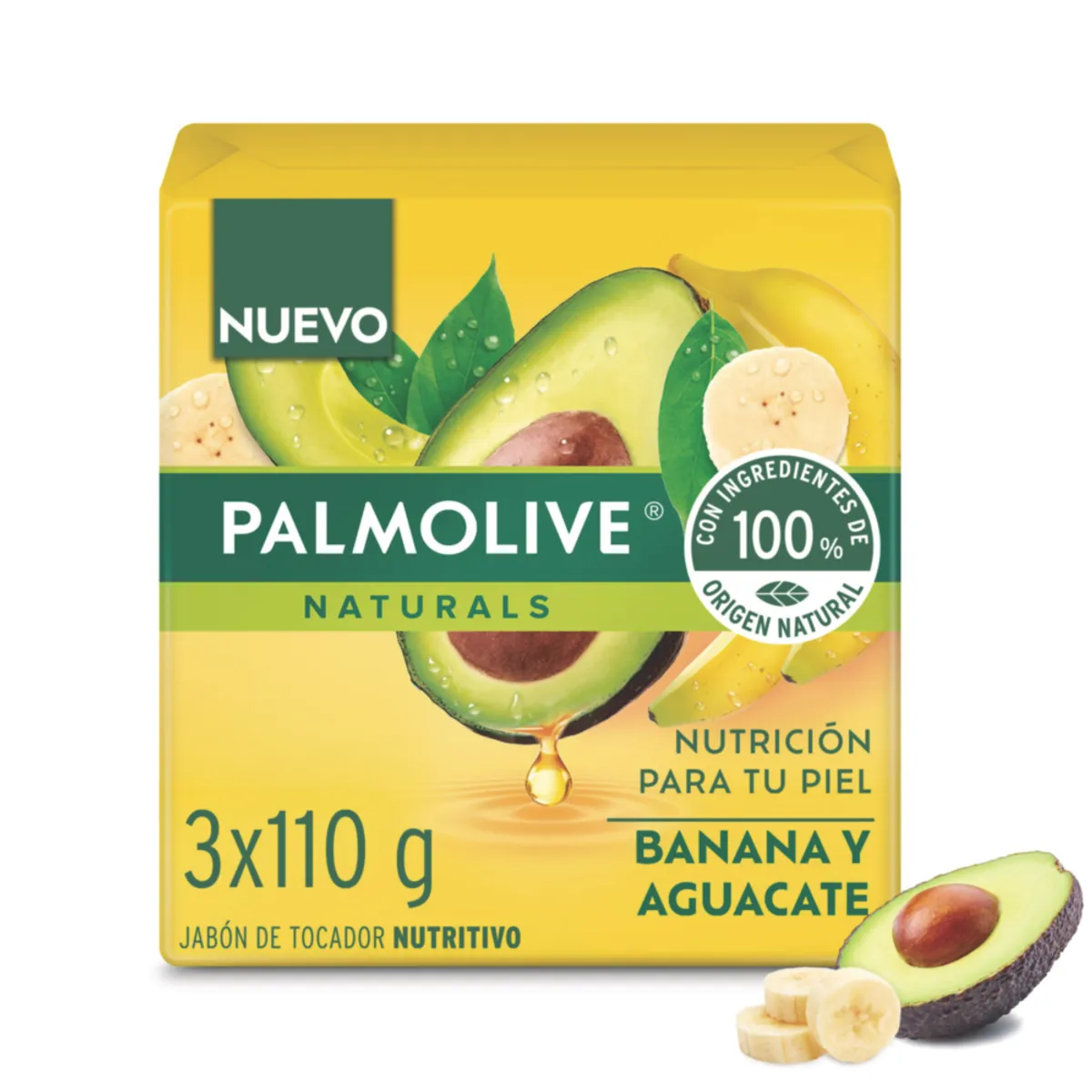 PALMOLIVE - Jabón en Barra Palmolive Banana Aguacate Empaque 3 Und