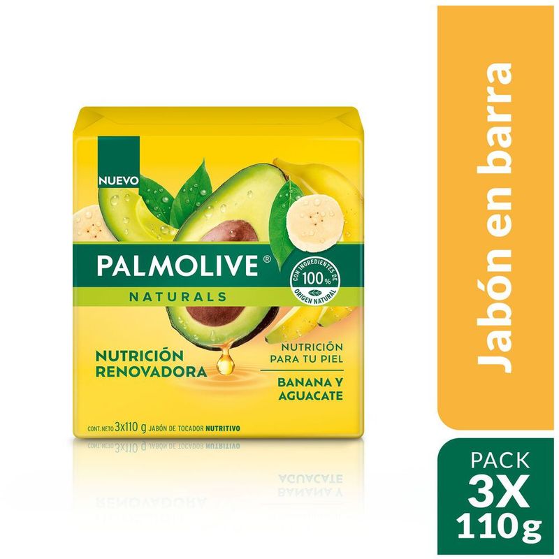 PALMOLIVE - Jabón Palmolive Naturals Banana Y Aguacate Pack 3 Empaques 110 g