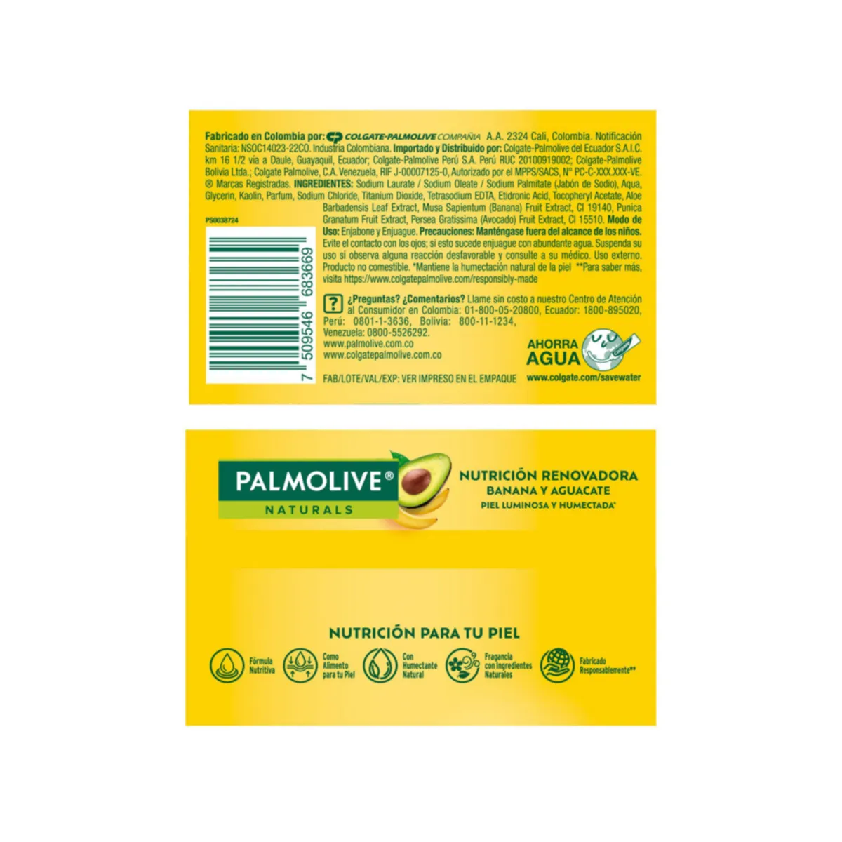 PALMOLIVE - Jabón en Barra Palmolive Banana Aguacate Empaque 3 Und