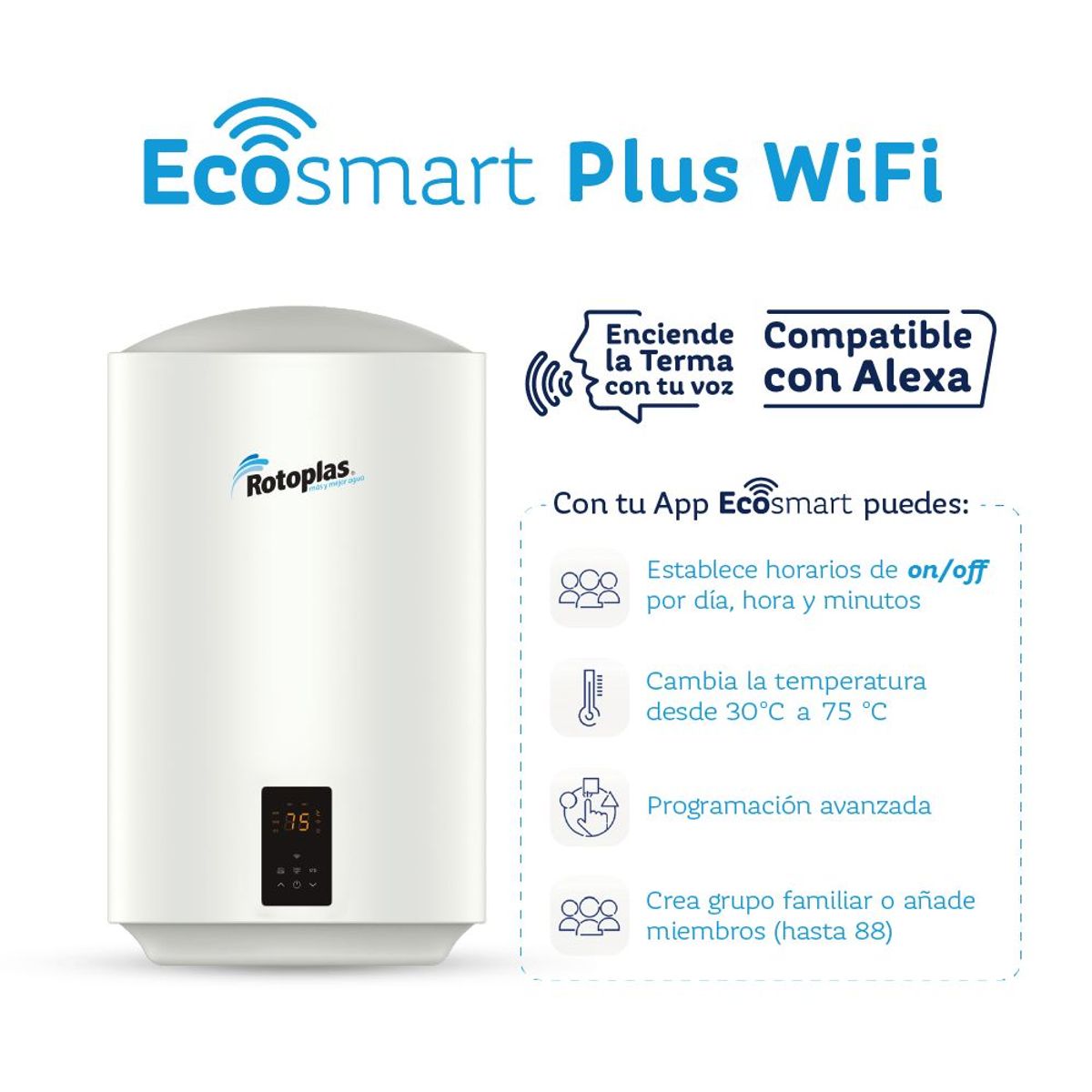 ROTOPLAS - Terma de Acumulación Ecosmart Wifi 50L