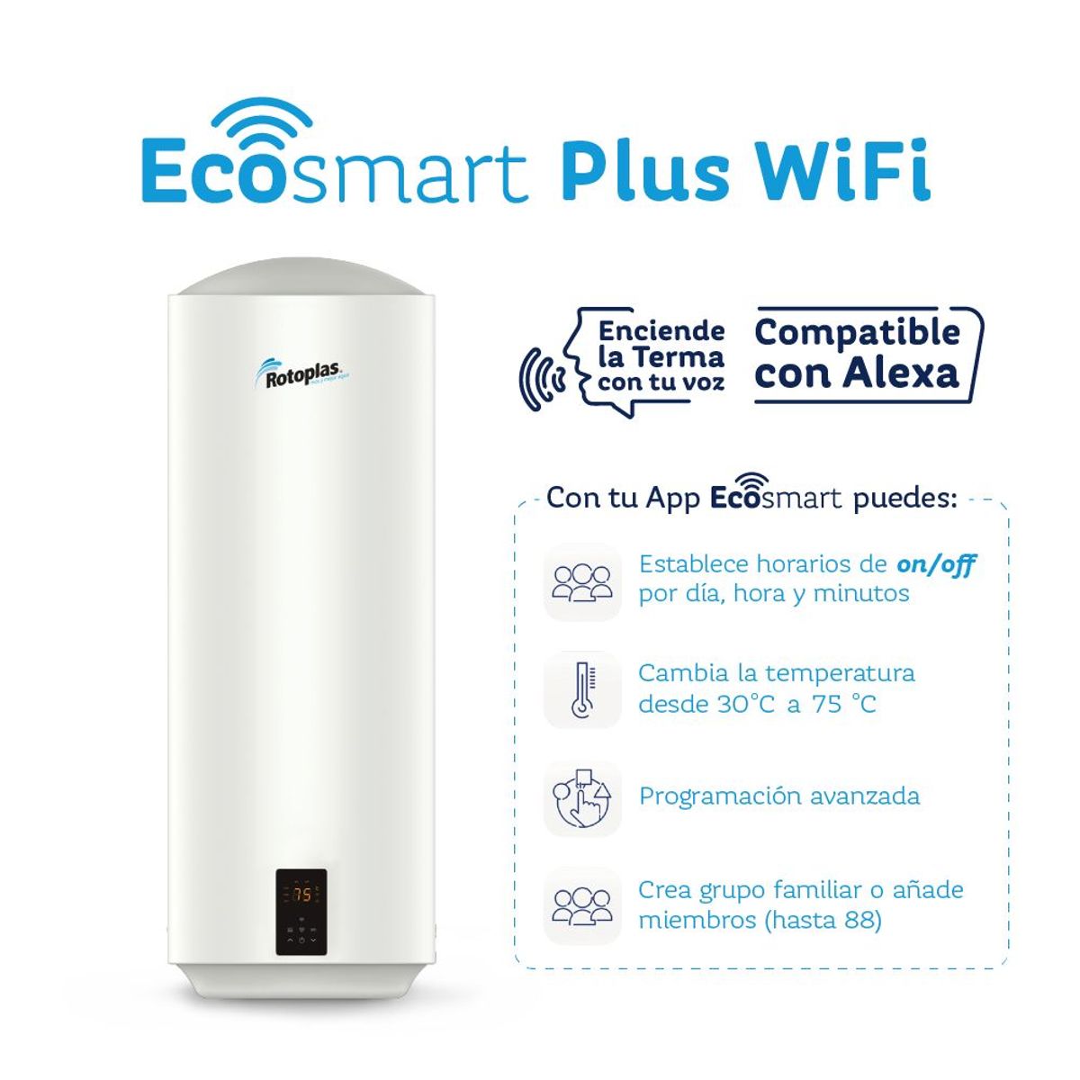 ROTOPLAS - Terma de Acumulación Ecosmart Wifi 100L