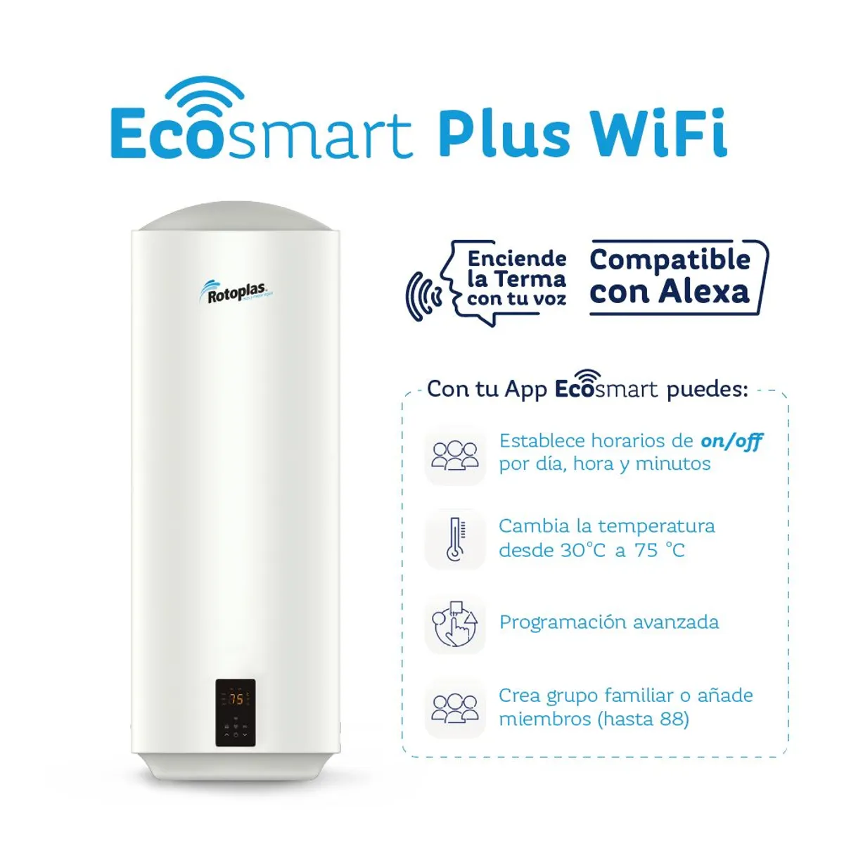 ROTOPLAS - Terma de Acumulación Ecosmart Wifi 100L