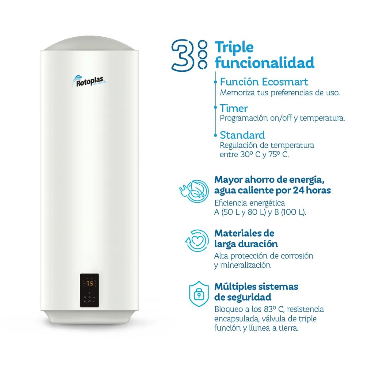 ROTOPLAS - Terma de Acumulación Ecosmart Wifi 100L