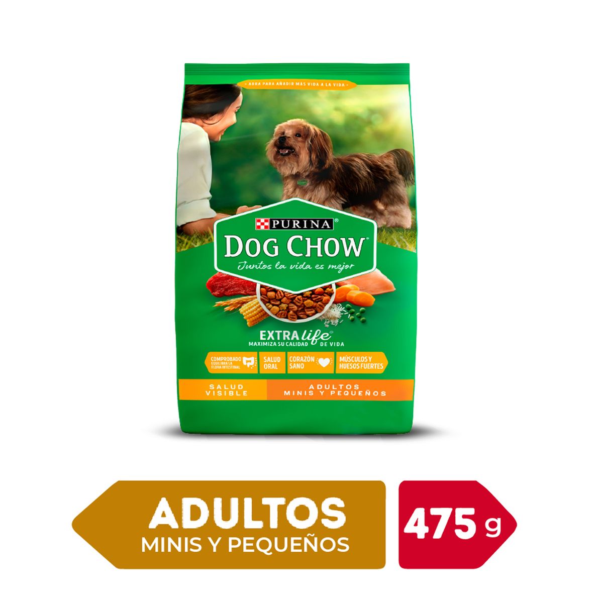 DOG CHOW - Alimento Seco Perros Adultos Minis Dog Chow Carne Pollo Bolsa 475 g