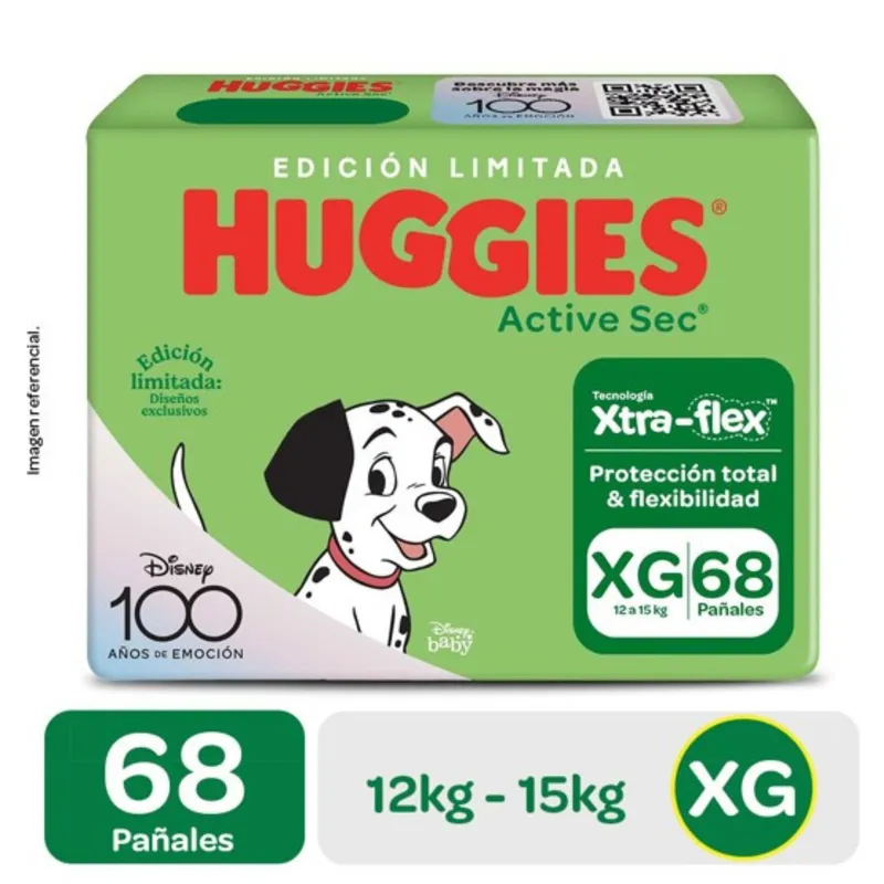 HUGGIES - Pañal Huggies Active Sec Xtra Flex XG Bolsa 68 Unidades