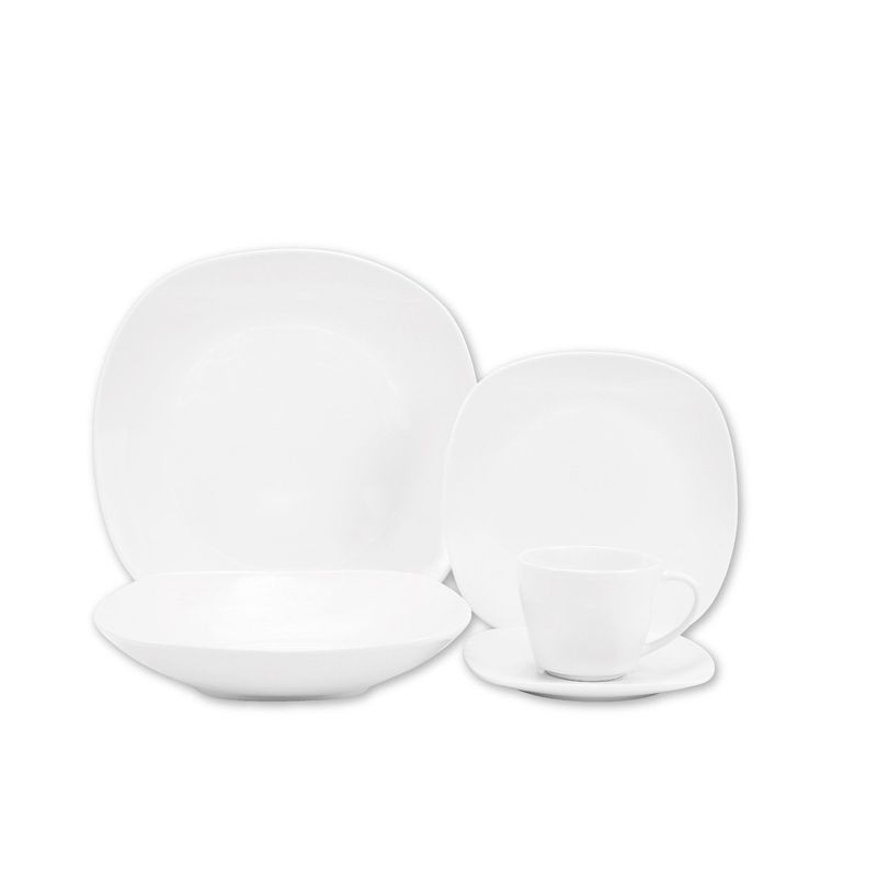 CASA JOVEN - Juego de Vajilla de Porcelana Blanca Cuadrado x 20 Piezas  Casa Joven