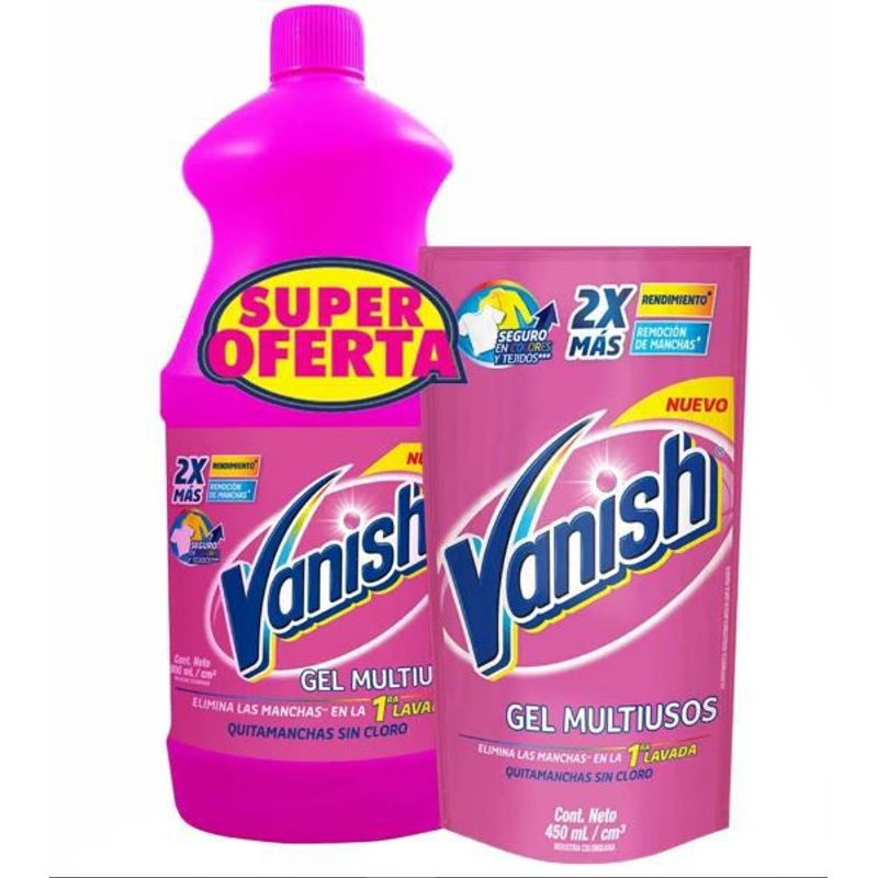 VANISH - Pack Quitamancha Botella 900 ml + Doypack 450 ml Vanish Gel Ropa Color