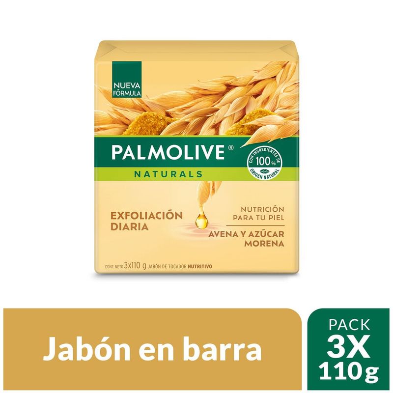 PALMOLIVE - Jabón Palmolive Barra Avena Azúcar Pack 3 Empaques 110 g