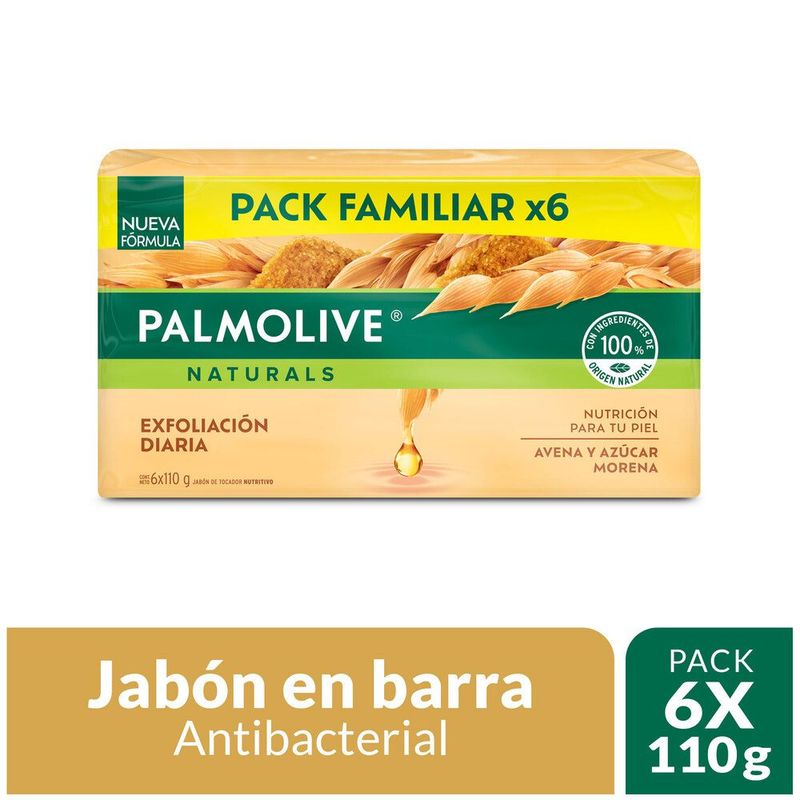 PALMOLIVE - Jabón Palmolive Avena Y Azúcar Morena Pack 6 Empaque 110 g