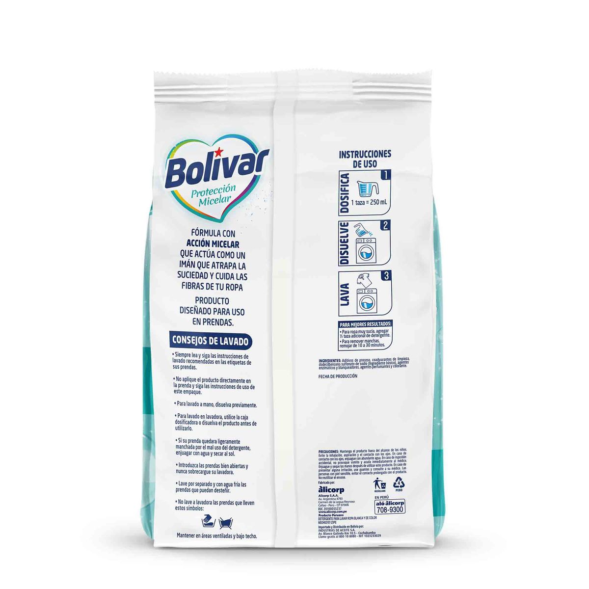 BOLIVAR - Detergente en Polvo Bolívar Protección Micelar Bolsa 2.4 Kg