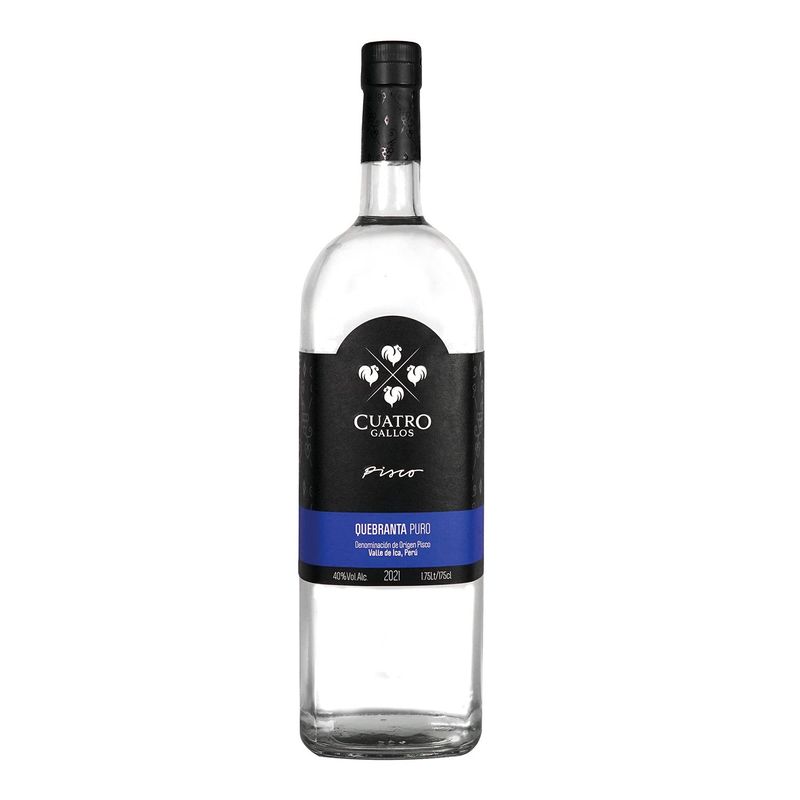 CUATRO GALLOS - Pisco Puro Cuatro Gallos Quebranta Botella 1.75 L
