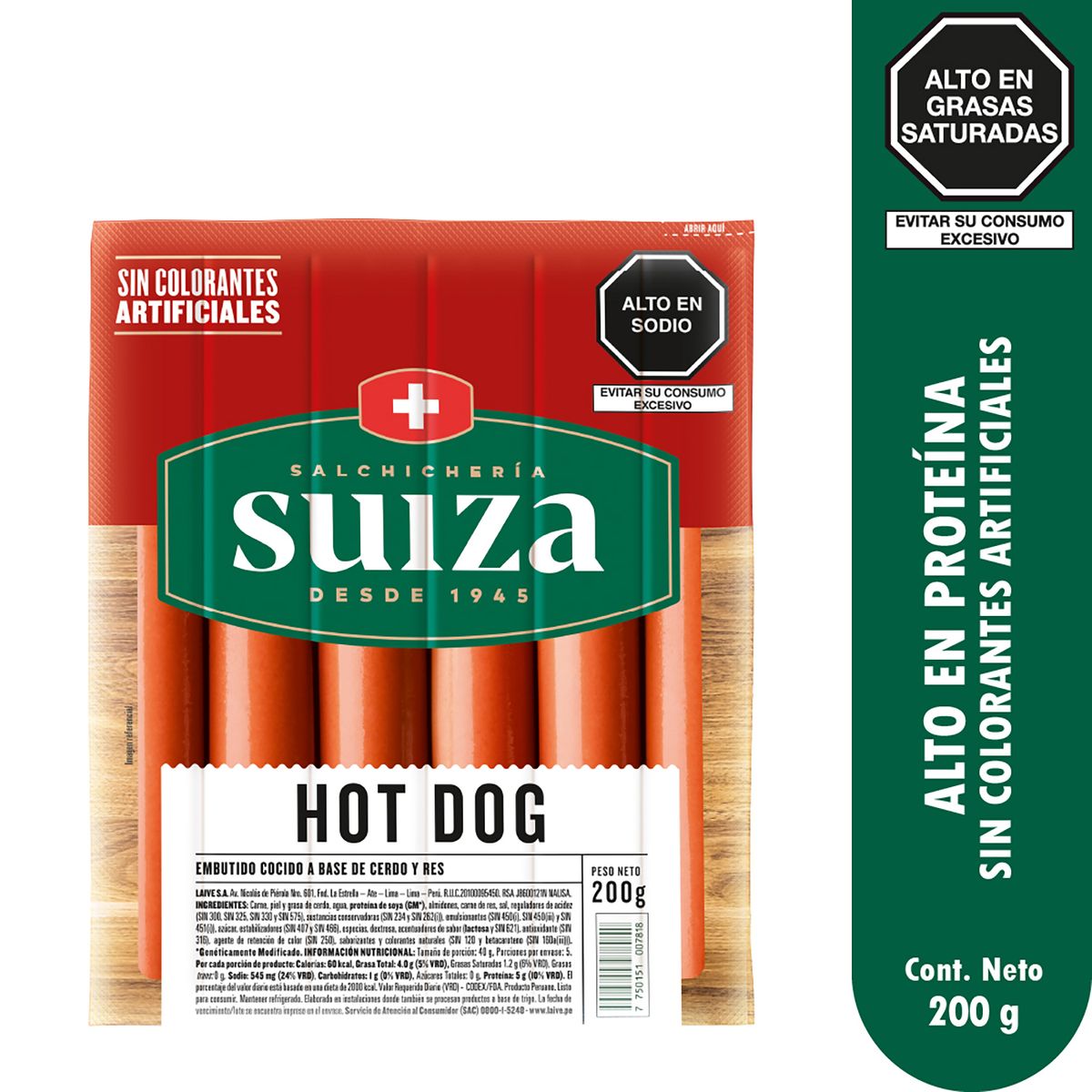 SUIZA - Hot Dog Suiza Empaque 200 g
