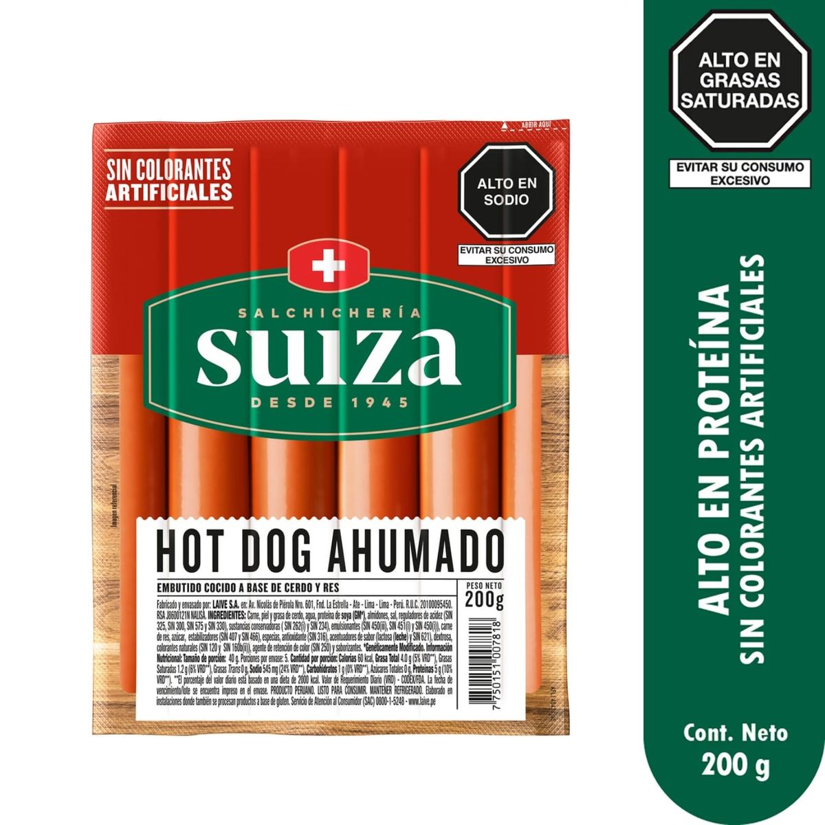 SUIZA - Hot Dog Suiza Empaque 200 g