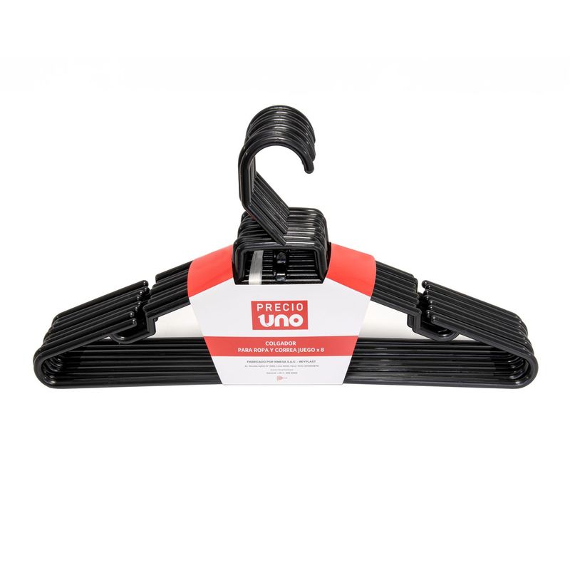 Reyplast - Colgadores para Ropa y Correa X8 Negro