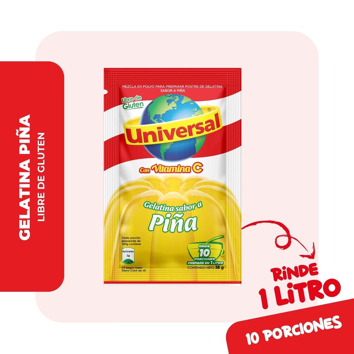 UNIVERSAL - Gelatina Universal Piña Empaque 38 g