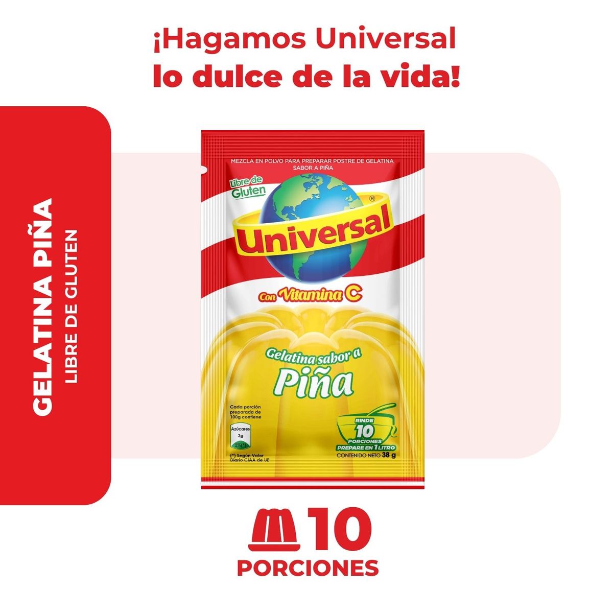UNIVERSAL - Gelatina Universal Piña Empaque 38 g