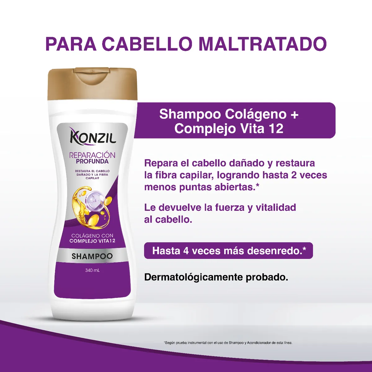 KONZIL - Shampoo Colágeno + Vit 12 Konzil Botella 340 mL