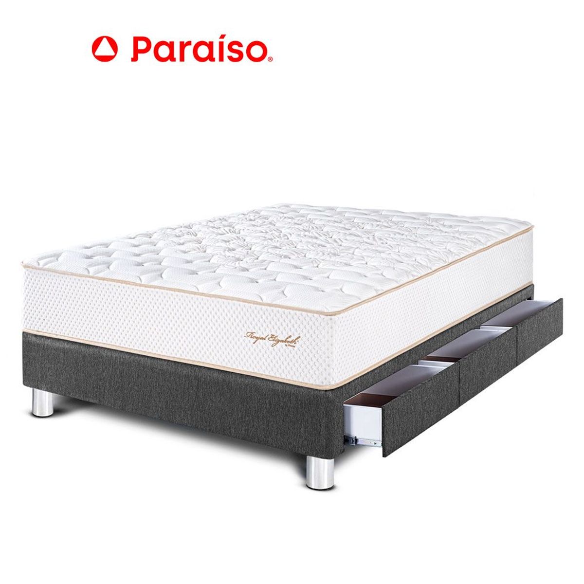 PARAISO - Cama Royal Elizab Caj 1.5P Gris
