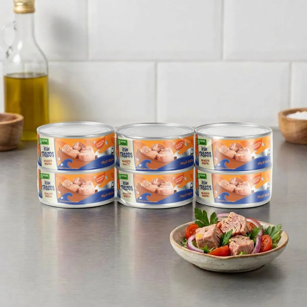 TOTTUS - Trozos de Atún Tottus en Aceite Sixpack Lata 140 g