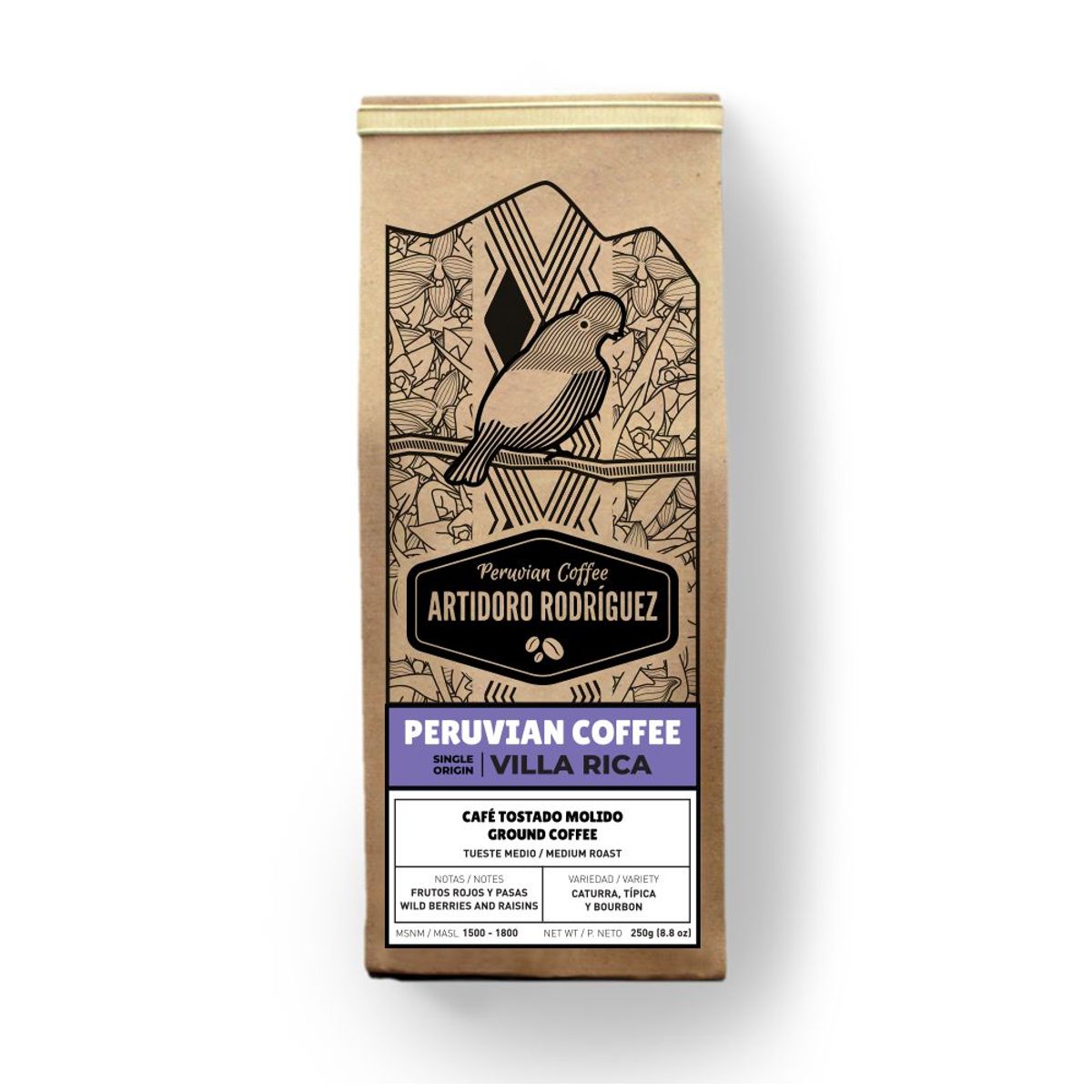 ARTIDORO RODRIGUEZ CAFE - Café Artidoro Rodríguez Café Origen Villa Rica Molido Empaque 250 g
